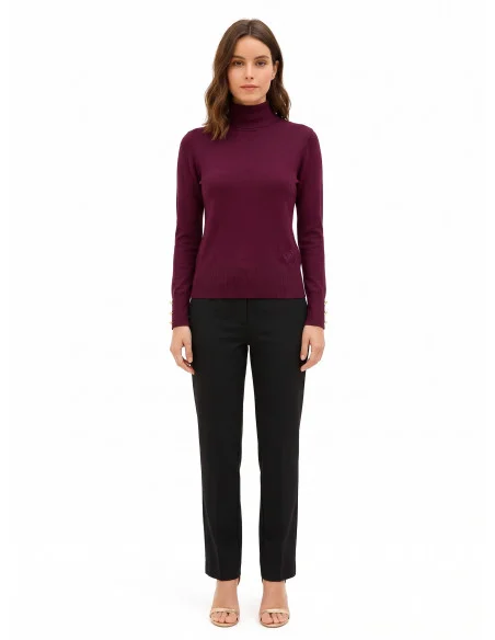 Ecotec Knit Turtleneck Sweater with Embroidered RR Logo Rinascimento - Burgundy