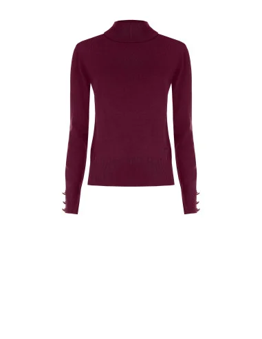 Ecotec Knit Turtleneck Sweater with Embroidered RR Logo Rinascimento - Burgundy