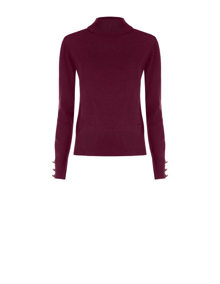 Pull à col roulé en maille Ecotec avec logo RR brodé Rinascimento - Bordeaux