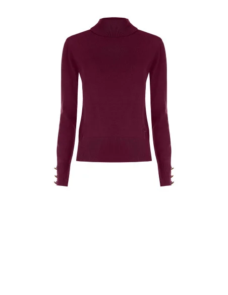 Ecotec Knit Turtleneck Sweater with Embroidered RR Logo Rinascimento - Burgundy