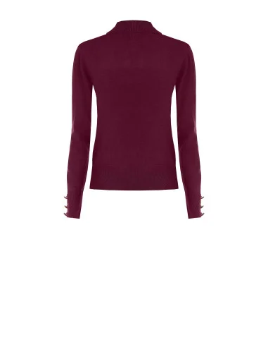 Ecotec Knit Turtleneck Sweater with Embroidered RR Logo Rinascimento - Burgundy
