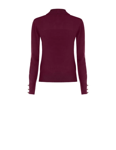 Ecotec Knit Turtleneck Sweater with Embroidered RR Logo Rinascimento - Burgundy