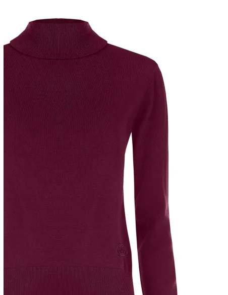 Ecotec Knit Turtleneck Sweater with Embroidered RR Logo Rinascimento - Burgundy