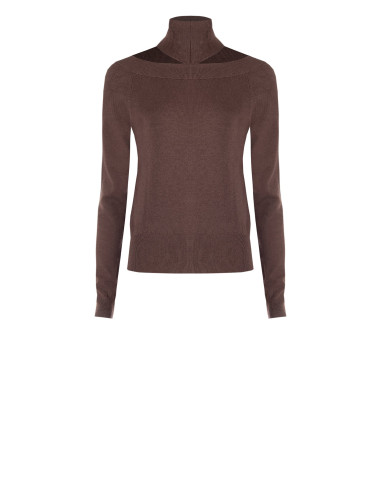 Pull à col roulé avec découpe au col Rinascimento - Chocolat