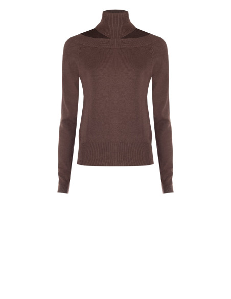 Pull à col roulé avec découpe au col Rinascimento - Chocolat