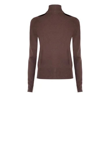 Turtleneck Sweater with Neck Cut-Out Rinascimento - Chocolate