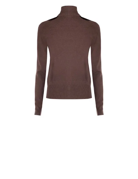 Turtleneck Sweater with Neck Cut-Out Rinascimento - Chocolate