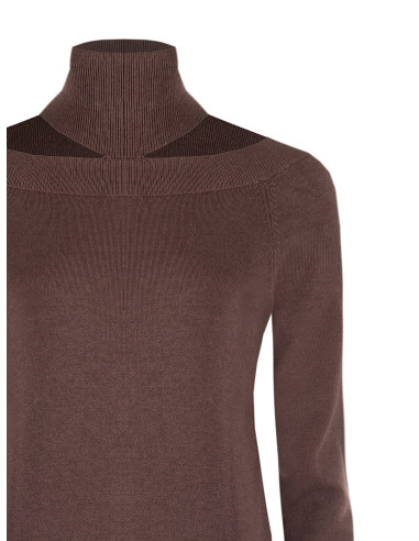 Pull à col roulé avec découpe au col Rinascimento - Chocolat
