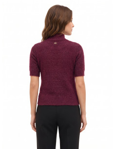 Pull fluffy à manches courtes en fil Lurex effet pailleté Rinascimento 2