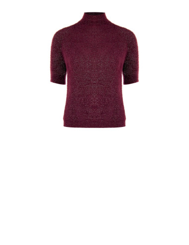 Pull fluffy à manches courtes en fil Lurex effet pailleté Rinascimento
