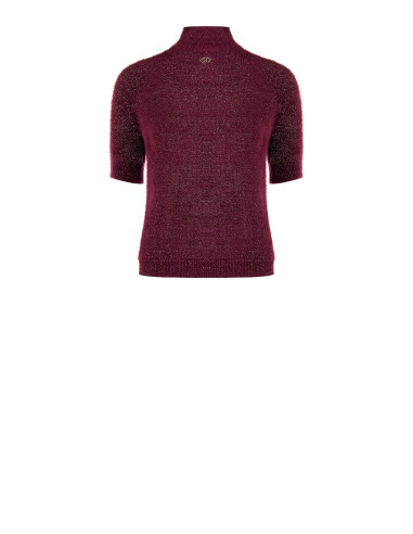 Pull fluffy à manches courtes en fil Lurex effet pailleté Rinascimento