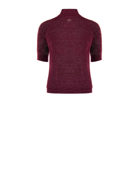 Pull fluffy à manches courtes en fil Lurex effet pailleté Rinascimento