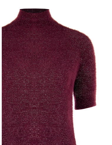 Pull fluffy à manches courtes en fil Lurex effet pailleté Rinascimento