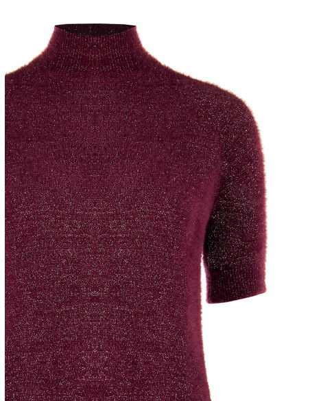 Pull fluffy à manches courtes en fil Lurex effet pailleté Rinascimento