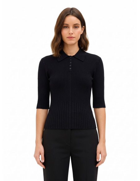 Maglione Polo A Coste Con Maniche A 3/4 Rinascimento
