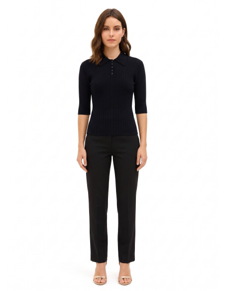 Maglione Polo A Coste Con Maniche A 3/4 Rinascimento
