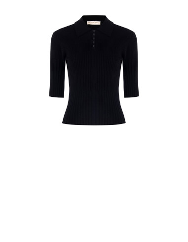 Maglione Polo A Coste Con Maniche A 3/4 Rinascimento