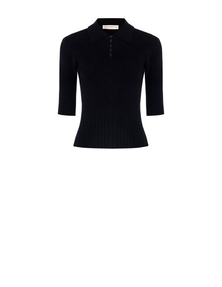 Maglione Polo A Coste Con Maniche A 3/4 Rinascimento
