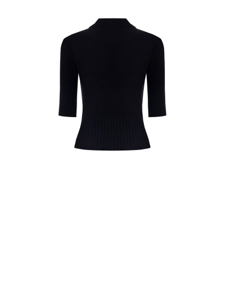 Maglione Polo A Coste Con Maniche A 3/4 Rinascimento