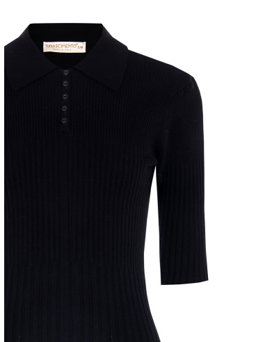 Maglione Polo A Coste Con Maniche A 3/4 Rinascimento