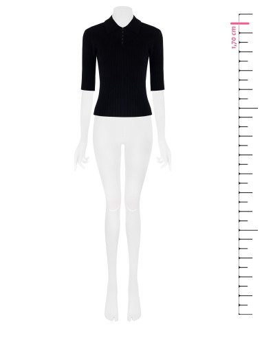 Maglione Polo A Coste Con Maniche A 3/4 Rinascimento