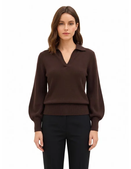 Maglione Polo In Misto Viscosa Rinascimento - Moro
