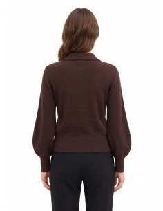 Pull polo en viscose mélangée Rinascimento - Marron foncé 2