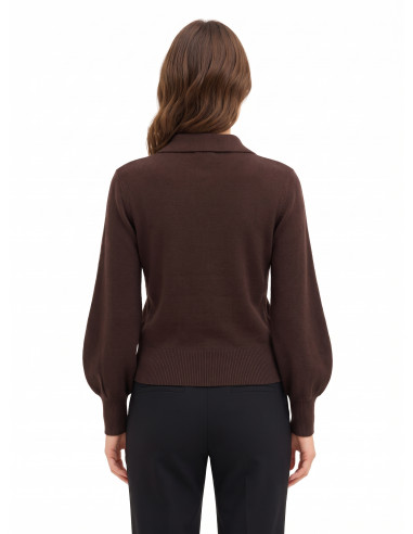 Pull polo en viscose mélangée Rinascimento - Marron foncé
