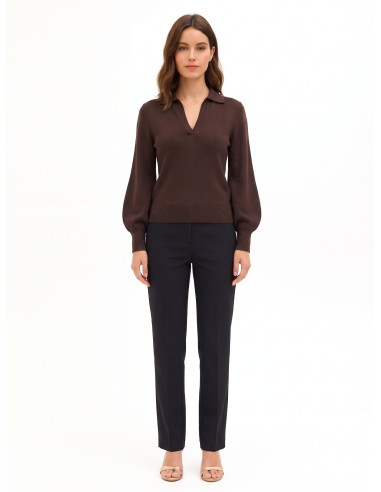 Pull polo en viscose mélangée Rinascimento - Marron foncé