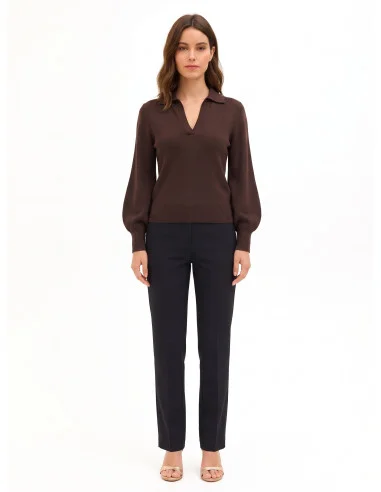 Maglione Polo In Misto Viscosa Rinascimento - Moro