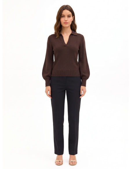 Pull polo en viscose mélangée Rinascimento - Marron foncé