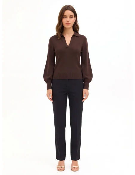 Maglione Polo In Misto Viscosa Rinascimento - Moro