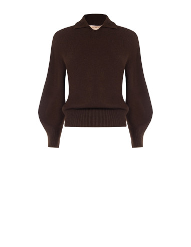 Pull polo en viscose mélangée Rinascimento - Marron foncé