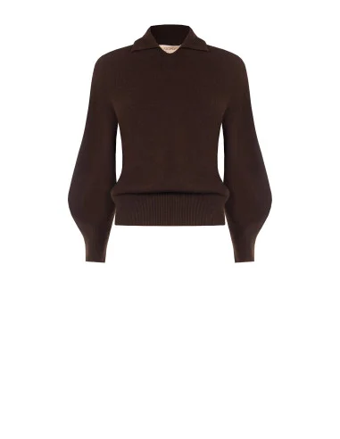 Maglione Polo In Misto Viscosa Rinascimento - Moro