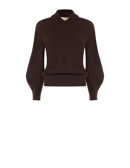 Pull polo en viscose mélangée Rinascimento - Marron foncé