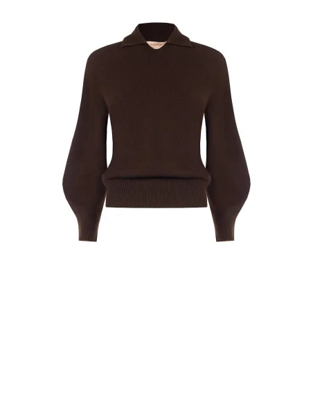Maglione Polo In Misto Viscosa Rinascimento - Moro