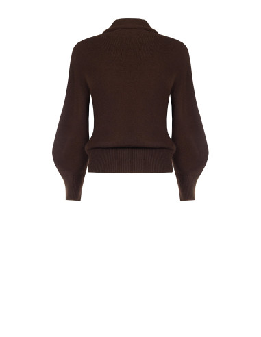 Pull polo en viscose mélangée Rinascimento - Marron foncé