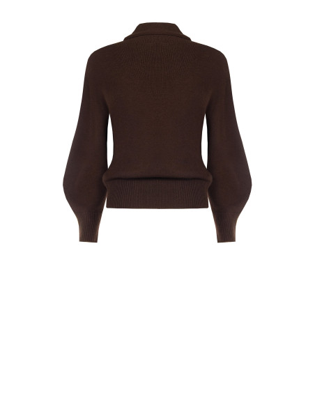 Pull polo en viscose mélangée Rinascimento - Marron foncé