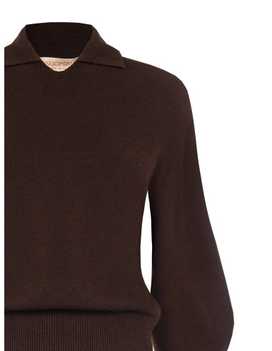 Pull polo en viscose mélangée Rinascimento - Marron foncé