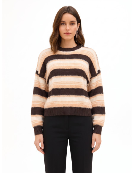 Pull à rayures en fil effet fourrure Rinascimento