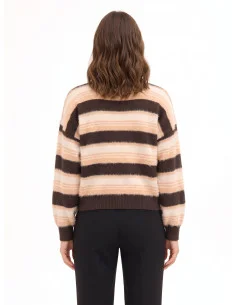 Striped Sweater in Faux Fur-Effect Yarn Rinascimento 2