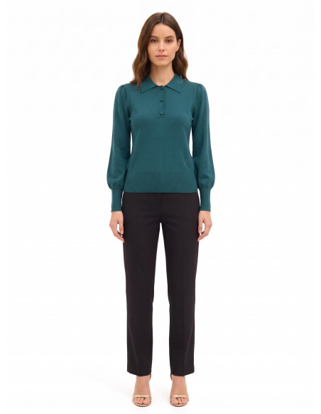 Pull polo avec logo RR brodé Rinascimento - Vert
