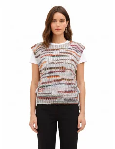 Braided Knit Vest With Lurex And Side Ties Rinascimento