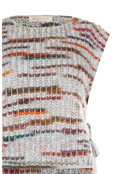 Gilet en maille torsadée avec lurex et liens sur les côtés Rinascimento