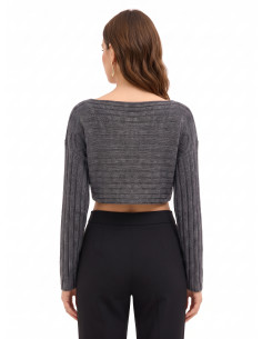 Pull court en maille tressée horizontalement Rinascimento - Gris 2