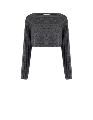 Maglione Corto A Maglia Intrecciata Orizzontalmente Rinascimento - Grigio