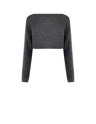 Maglione Corto A Maglia Intrecciata Orizzontalmente Rinascimento - Grigio