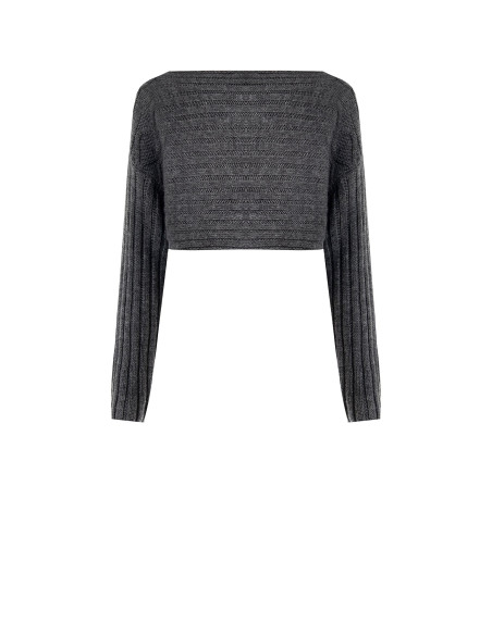 Maglione Corto A Maglia Intrecciata Orizzontalmente Rinascimento - Grigio