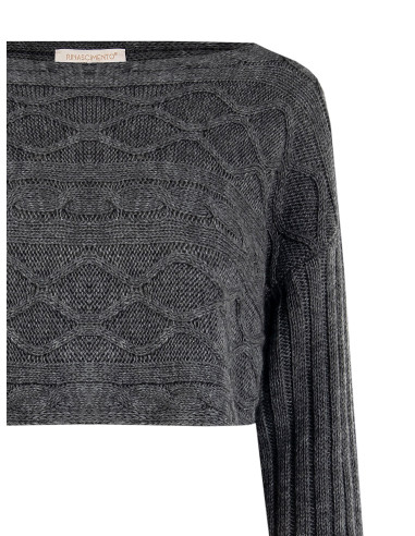 Maglione Corto A Maglia Intrecciata Orizzontalmente Rinascimento - Grigio
