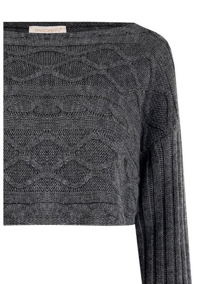 Maglione Corto A Maglia Intrecciata Orizzontalmente Rinascimento - Grigio
